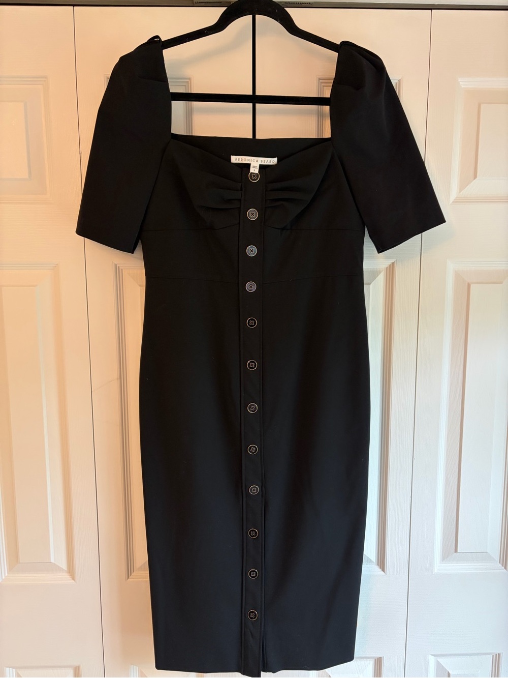 Veronica Beard Black Cady Midi Dress Size 8 Career Office Cocktail